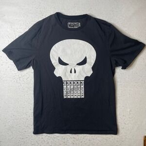 Marvel The Punisher Skull Graphic T-Shirt Mens Medium Black Short Sleeve Cotton